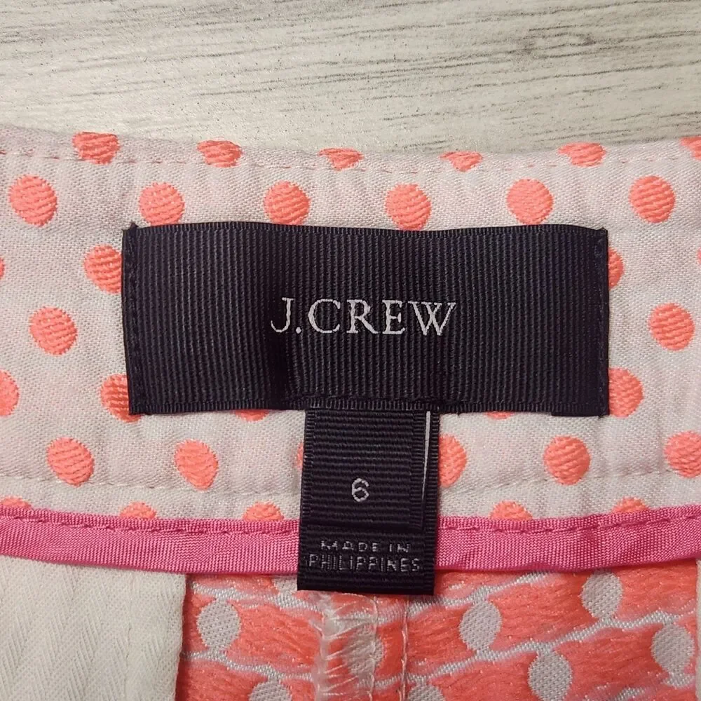 J.Crew Polka Dot Shorts Women's 6 Pink Coral Dressy Casual Preppy Summer Spring